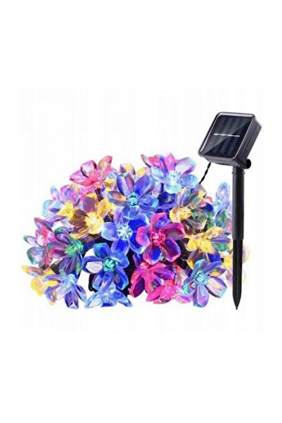 BZRSH Set de 2 lumini solare de grădină cu ghirlande luminoase - Flori de cir...