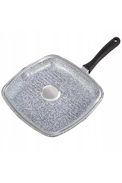 Ofenbach Tigaie grill cu capac, aluminiu/granit, 28 x 28 x 4,5 cm, gri/transp...