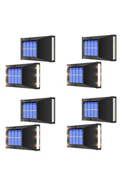 BZRSH Set de 8 aplice solare, 6 LED-uri, senzor de lumină, alb cald, 15W