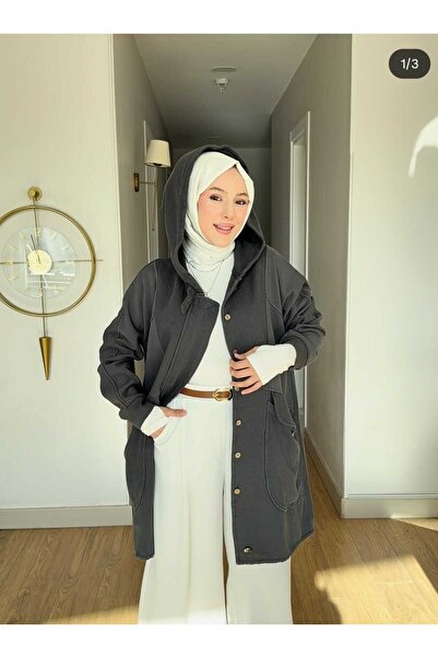 misselis kadın gabardin uzun kap ceket