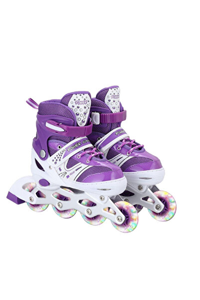 Krista 2 in 1 kids roller skates SR06MM, silicone wheels with lights, adjustable sizes 35 - 38, purple