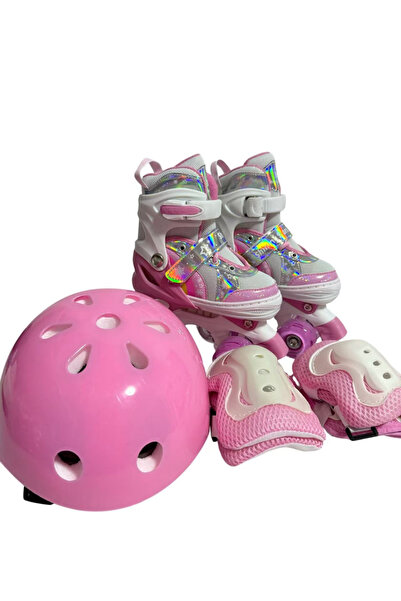 Krista Children's Roller R01 with 4 wheels with lights, adjustable sizes 27 - 30, pink, XS, XS