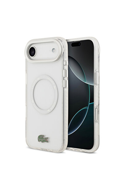 Lacoste iPhone 17 Air Case Original Licensed M-Safe Featured Iconic Crocodile Logo Frosted Cover White