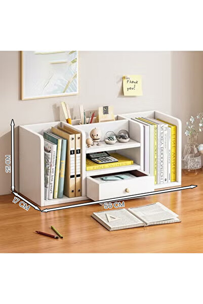 KEKE Desktopshelf for Multipurpose Use Floor Standing Storage Cabinet Bookcase 56cm White Color