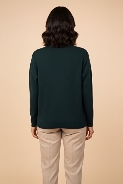 Ravencia Women's Crew Neck Stretch Fabric Patterned Knitwear Mother Sweater