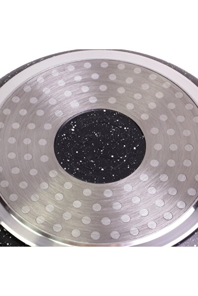 Kamille Marble-Coated Pot with Glass Lid, Aluminum, 4.5L, 24cm, Black/Transparent