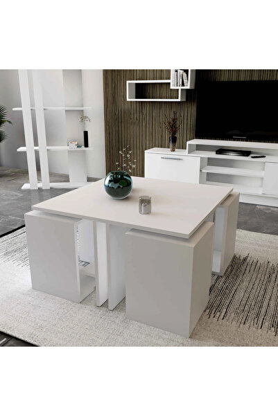 Stylish Home Table set with white TV stand - SH10
