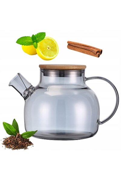 Kamille Universal 1 L Borosilicate Glass Teapot with Infuser, Lid and Filter — Smoky Shade