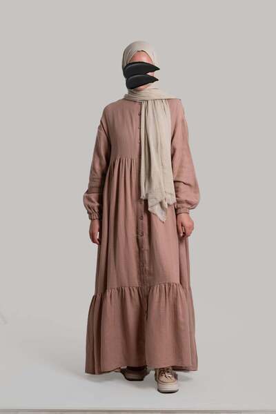 Emare Φόρεμα μουσελίνας με κουμπιά σε όλο το μήκος