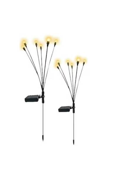 BZRSH Set de 2 lămpi solare LED, lumină alb cald cu 6 becuri, decorațiuni de ...