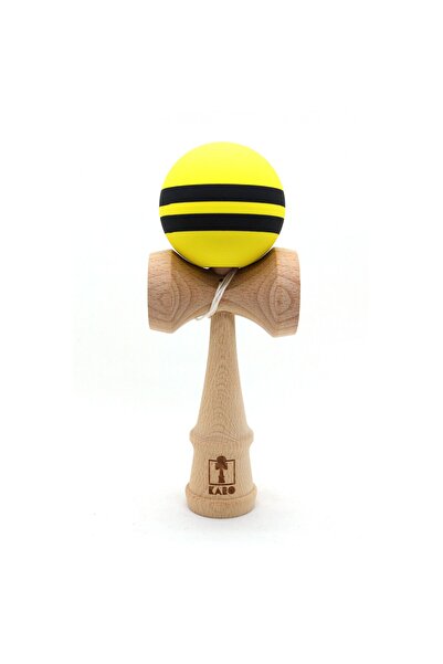 Karo Kendama Grip din cauciuc cu dungi din lemn de fag, galben și negru