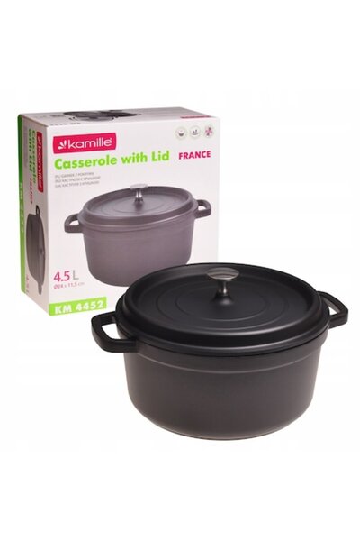 Kamille Traditional Pot, Aluminum, Non-stick, Black, 4.5 L