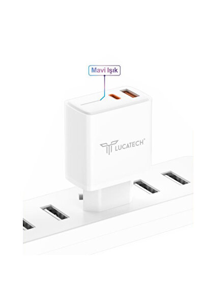 Lucatech 45W PD + USB Turbo Adaptör — iPhone 15 Pro / 16 Pro / 17 Pro Max (Akım Önleyici)