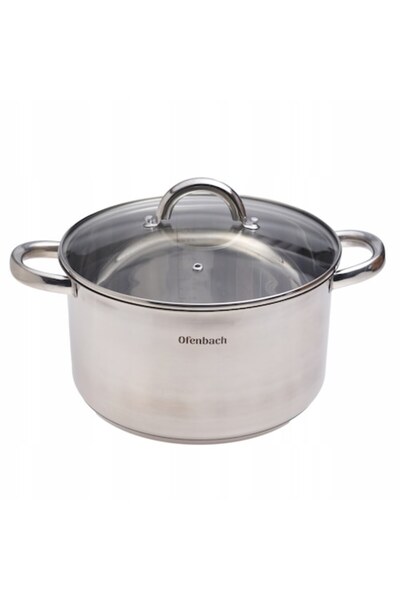 Kamille pot 5.5 L, stainless steel, with glass lid, 24x13.5 cm, for all stovetops