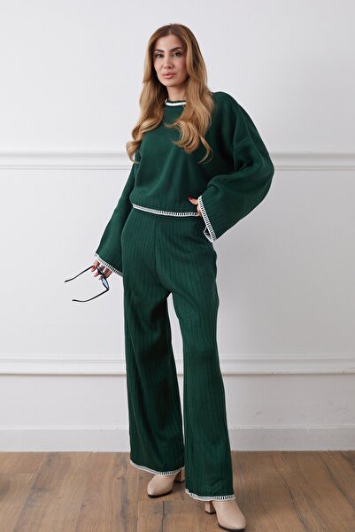 hiraz fashion Women's Green Clothed Double Knitted Tricot Suit