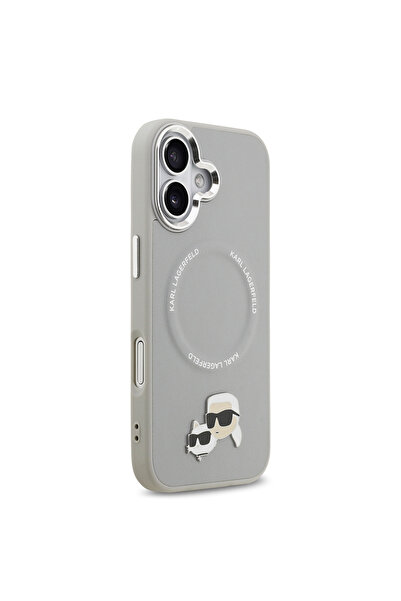 Karl Lagerfeld 17 Compatible Case M-Safeli Metal Camera and Button Design K&C Pu Leather Gray