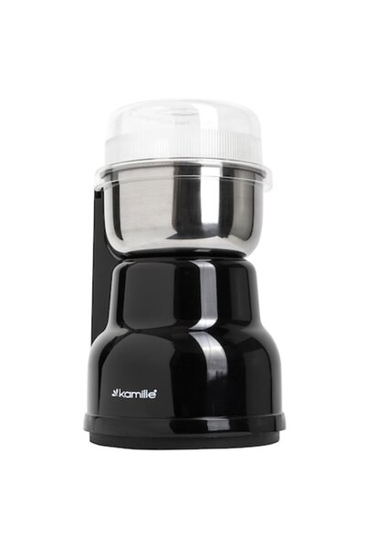Kamille Electric Grinder for Coffee and Spices, Plastic/Stainless Steel, 150 W, 50 g, Black