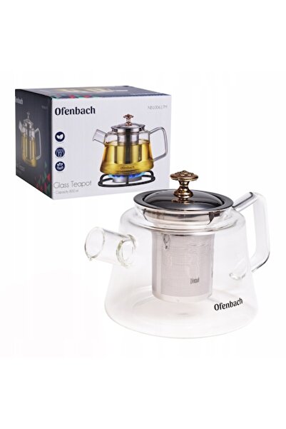 Ofenbach Ceainic, 800 ml, oțel inoxidabil și sticlă termorezistentă, cu infuzor