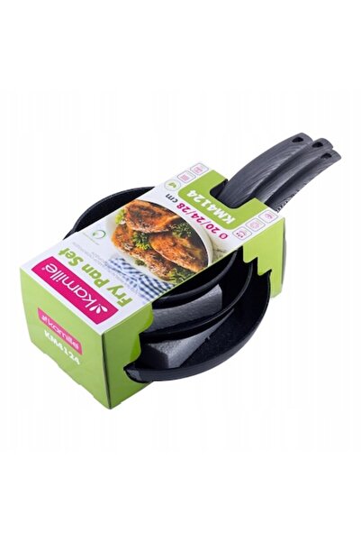 Kamille Set of 3 Marble Frying Pans, Induction, 20/24/28 cm, Gray