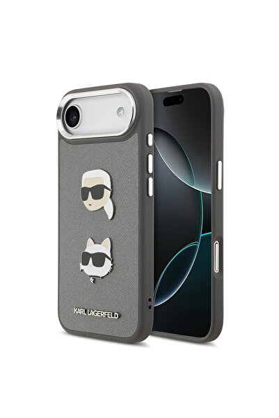 Karl Lagerfeld غطاء متوافق مع هاتف iPhone 17 Air، غطاء أصلي مرخص بشعار معدني ...