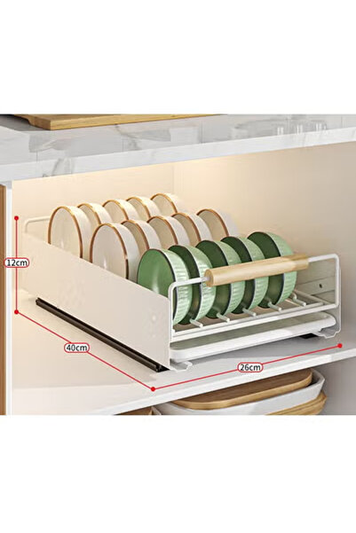 KEKE Built In Pull Out Bowl Storage Rack Drawer Style Organizer for Kitchen Cabinet