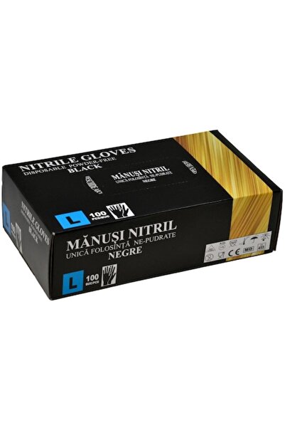 OEM Mănuși negre din nitril, fără pudră, mărimea L