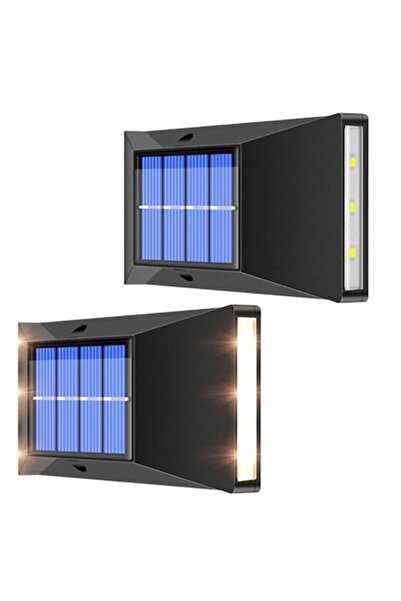 OEM Set de 2 lămpi solare de perete, 6 LED-uri, senzor de lumină, alb cald, 1...