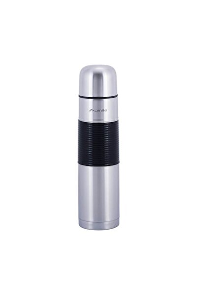 Kamille Termos vidat din oțel inoxidabil 1,0 l cu capac, argintiu/negru