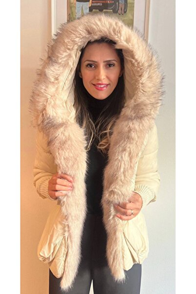 GLAMSI Women's jacket with premium organic fur and knitted sleeves