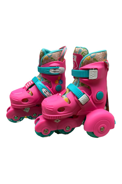 Krista Children's rollerblades R06 with helmet, elbow and knee pads, adjustable sizes 26 - 33, pink S