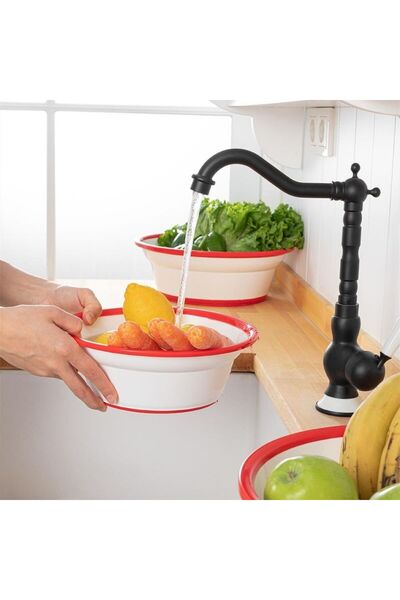 DAMMERUN 3’lü Plastik Badya Seti – 24, 28 ve 32 cm Meyve Sebze Yıkama ve Sala...