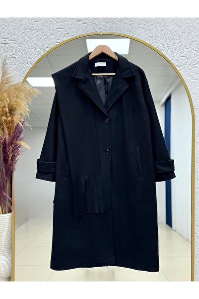 BENAHOLL Alisa Double Pocket Scarf Coat-En2200 Black