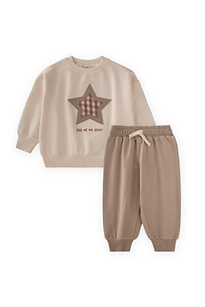 Cigit Sweatshirt Set 1-7 Years Old Ecru S Mink