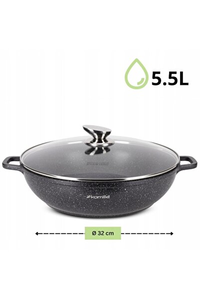 Kamille Marbled Aluminum Pot for Induction 5.5 L with Glass Lid