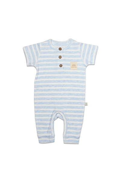 BUDİ HOME Bistyle line colors half sleeve booties free jumpsuit 15126 blue