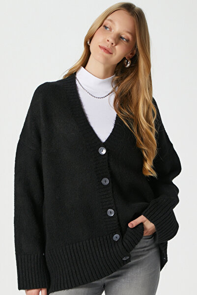 Ritnice Women's Alvin Soft V-Neck Black Cardigan