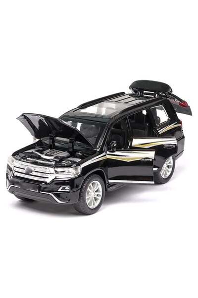 TOY GARDEN نموذج سيارة تويوتا لاند كروزر رياضية متعددة الاستخدامات مصبوب بمقياس 1:24 - لعبة سحب للخلف من سبائك معدنية مزودة بإضاءة وصوت