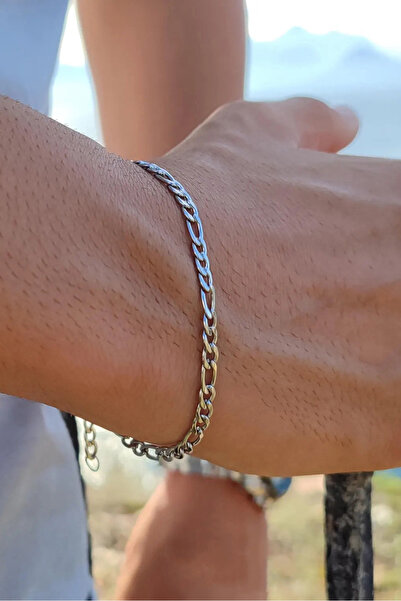Takı Dükkanı Stainless Steel Thin Figaro Sport Model Men Women Chain Bracelet Eck55B-2