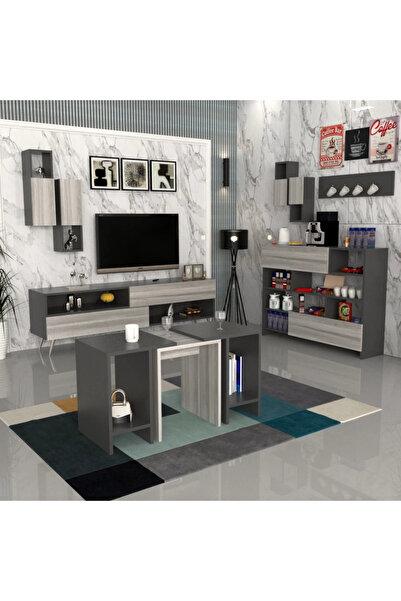 Stylish Home White and gray TV stand and coffee table set - SH02