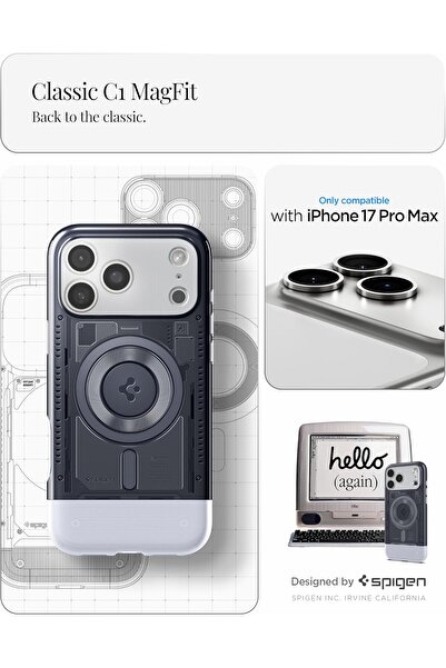 Spigen Classic C1 MagFit for iPhone 17 Pro MAX case cover MagSafe compatible - Graphite