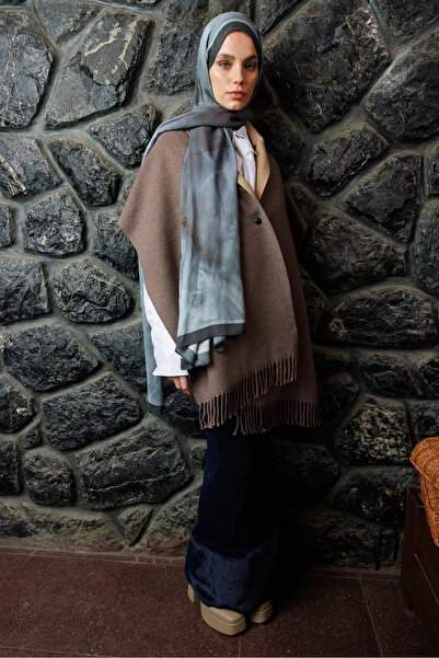 Mooncorn Σάλι από ραμί με σχέδιο ανθρακί Moreal