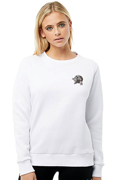 QIVI سويت شيرت بوكيمون أفينجرمون جوليم جولونيا مطبوع للسيدات باللون الأبيض مح...