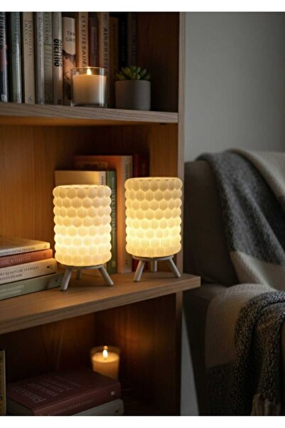ASYDESIGN Tealight Mumluk Modern Dekorlu Pilli Ledli 2'li Set