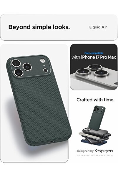 Spigen Liquid Air compatible with iPhone 17 Pro Max case cover (2025) - Abyss Green