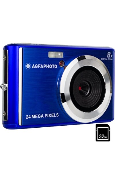 AgfaPhoto DC5500 Camera Bundle 24MP HD 720p with 32GB Card - Blue