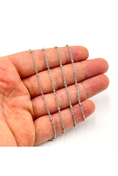 yfhobi 1 Metre- 0.40 mm Çelik Zincir, Kolye Zinciri, Takı Zinciri, Rodyum Ren...