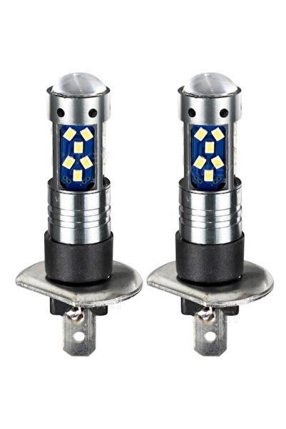 BZRSH Set de 2 becuri LED auto H1 cu lentilă, 60W, 27 SMD, 12V, 6000K,