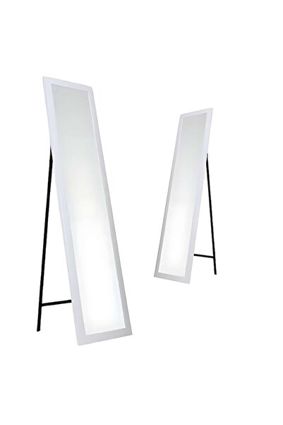 iTin Rectangular floor mirror with wooden frame Premium 2, white, elegant and minimalist design