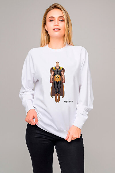 QIVI سترة هايبريون مطبوع النسائية المحبوكة ذات الأكمام الطويلة باللون الأبيض