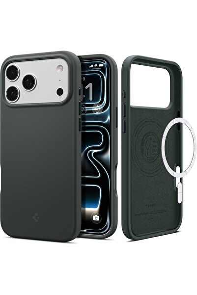Spigen Silicone Fit MagFit for iPhone 17 Pro Max case cover [MagSafe compatible] - Abyss Green